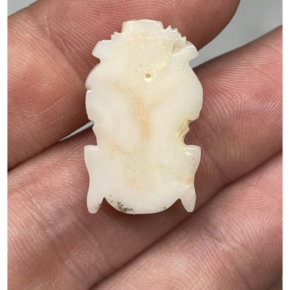 1" Antique Hand Carved Angel Coral Buddha Face Boddhisatva Chinese Pendant Head - Picture 8 of 14